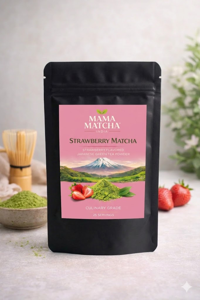 Mama Matcha Strawberry Flavored Matcha – Japanese Green Tea Powder (SIngle 50g)